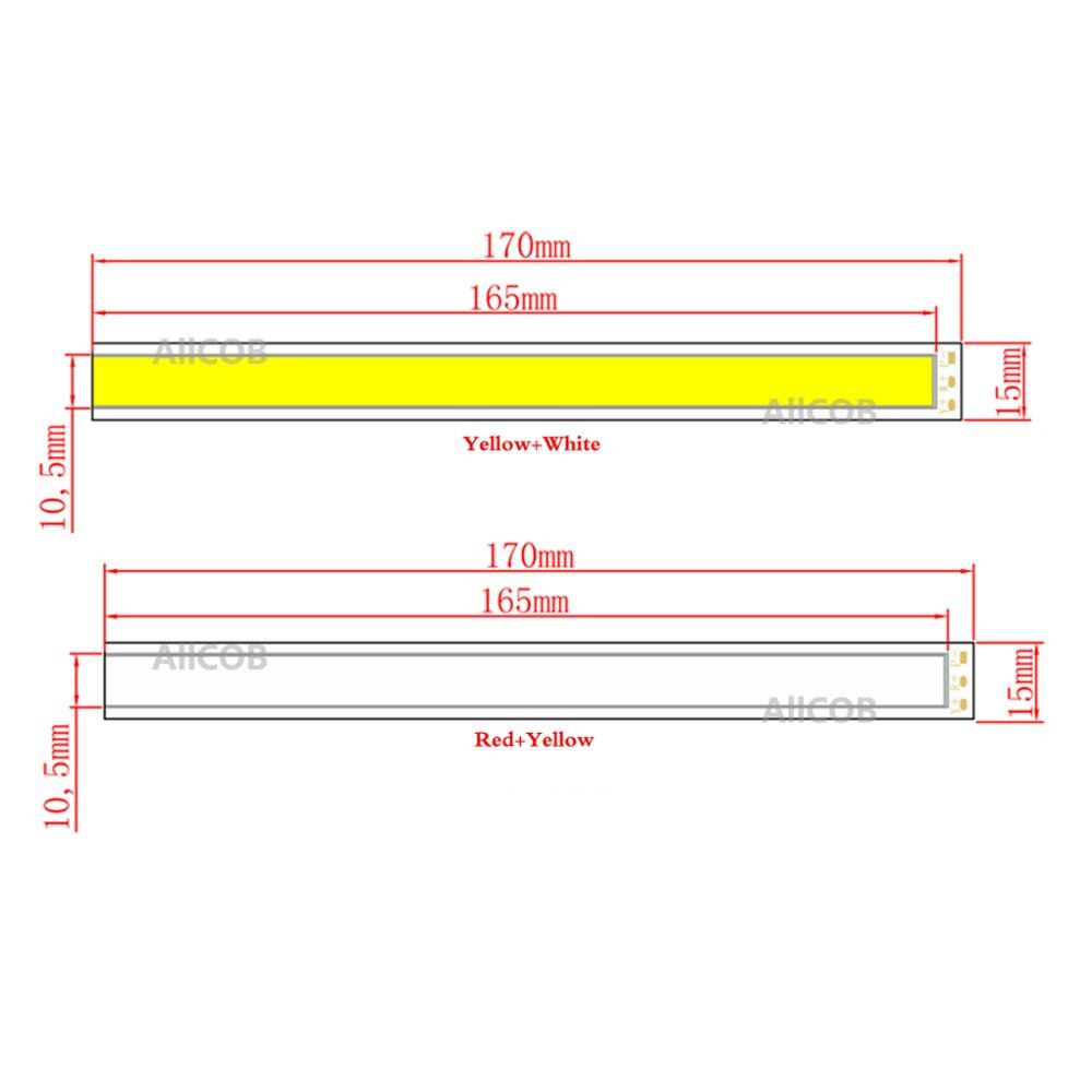 170*15mm Dual-Color COB LED Strip Bar Light 6.69 inch DC12V 8W
